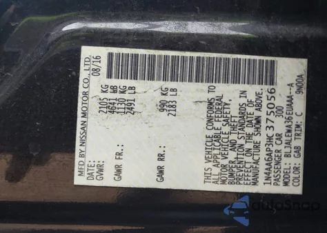 2017 Nissan Maxima 3.5 Sl z USA, uszkodzony, nr VIN 1N4AA6AP3HC375056